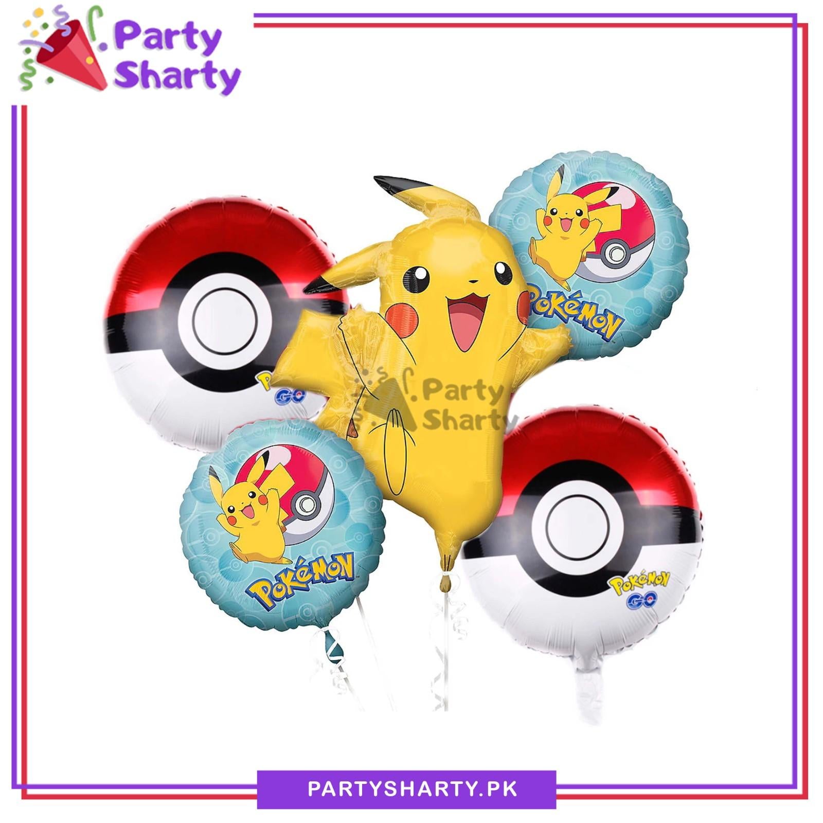 D-3 5pcs/set Pikachu Foil Balloons For Pokemon Theme Party Decoration & Celebration