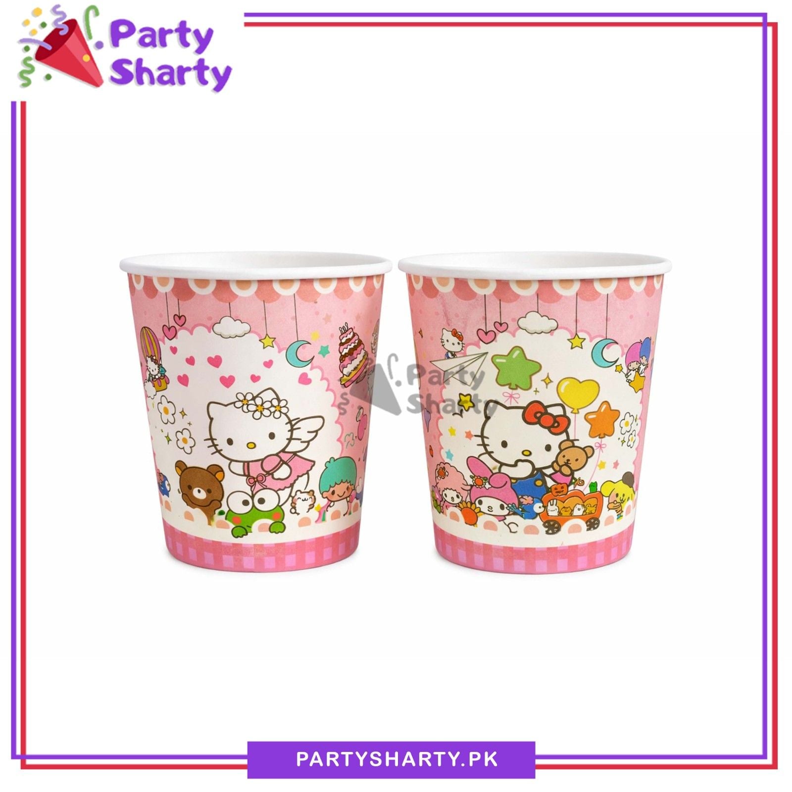 D-3 Hello Kitty Theme Paper Cups / Glass For Themed Based Party Supplies & Decorations
