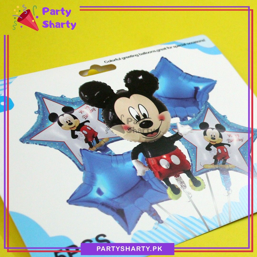 5pcs/Set D-3 Mickey Mouse Cartoon Foil Balloon Set For Party Decoration & Celebration