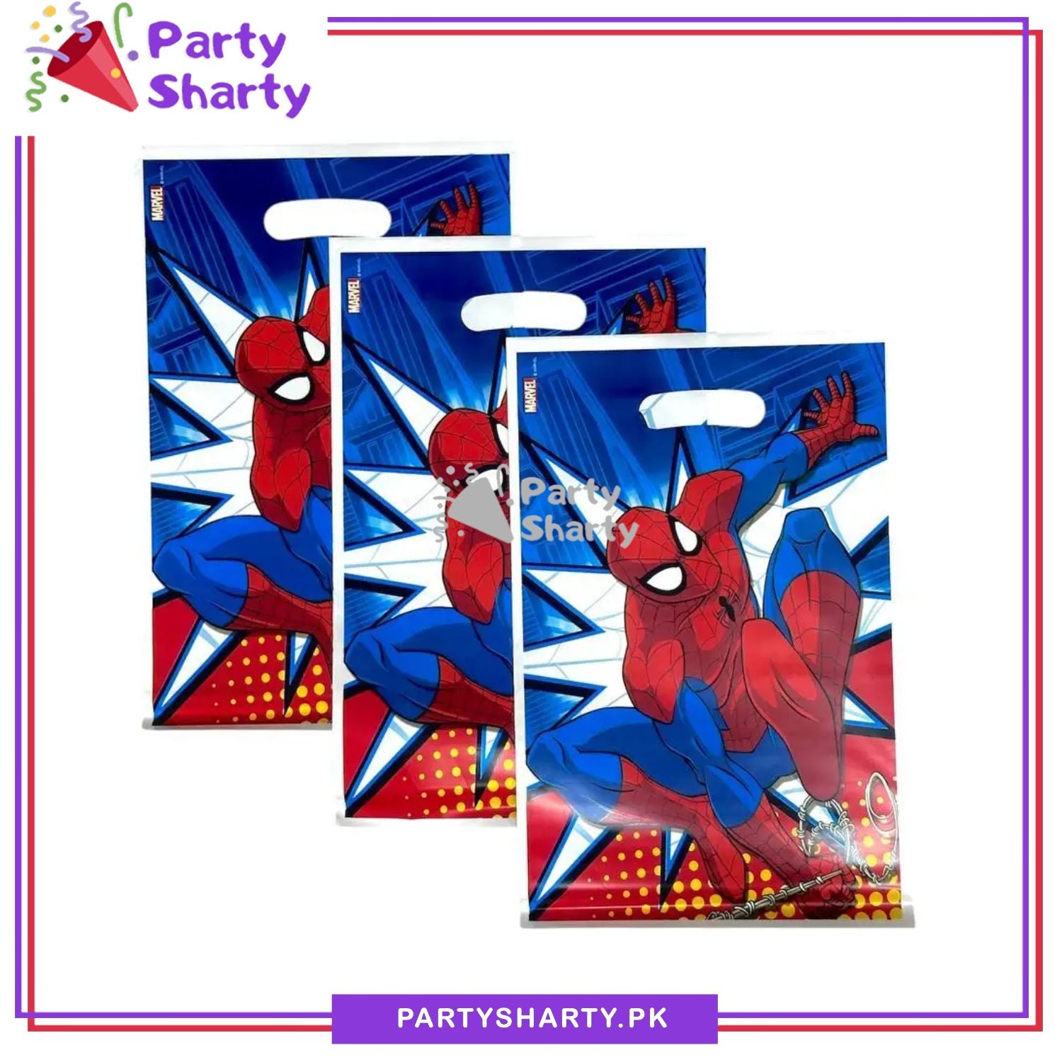 D-3 Spiderman Theme Goody Bag Pack Of 10 For Spiderman Theme Favor Bags