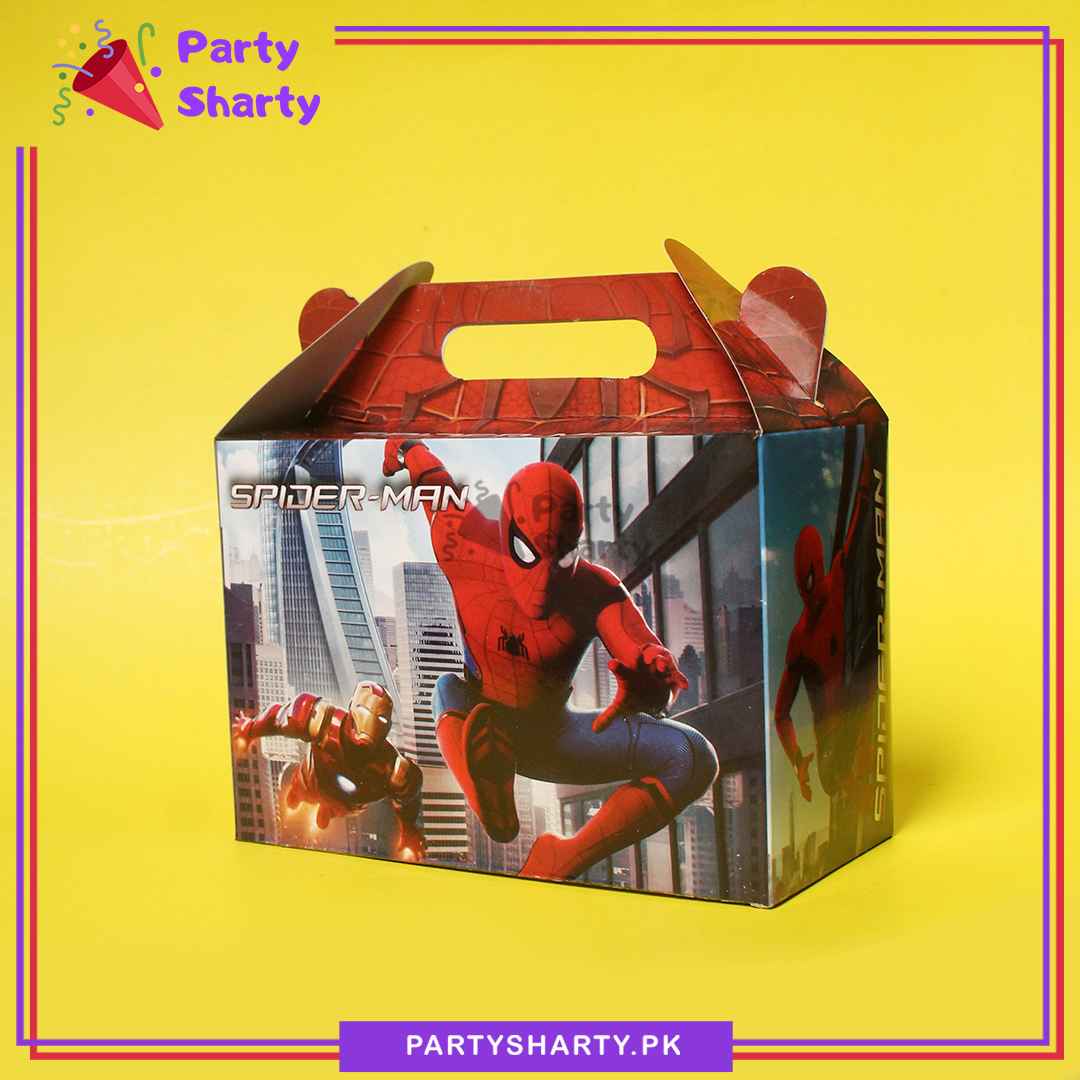 D-3 Spiderman Theme Goody Boxes Pack of 10 For Spiderman / Avenger Theme Party Decoration and Celebration