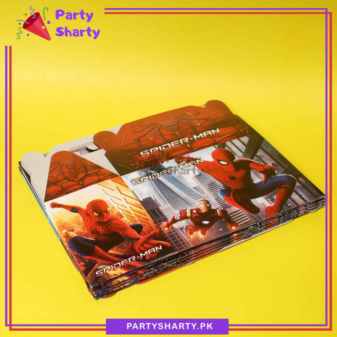 D-3 Spiderman Theme Goody Boxes Pack of 10 For Spiderman / Avenger Theme Party Decoration and Celebration