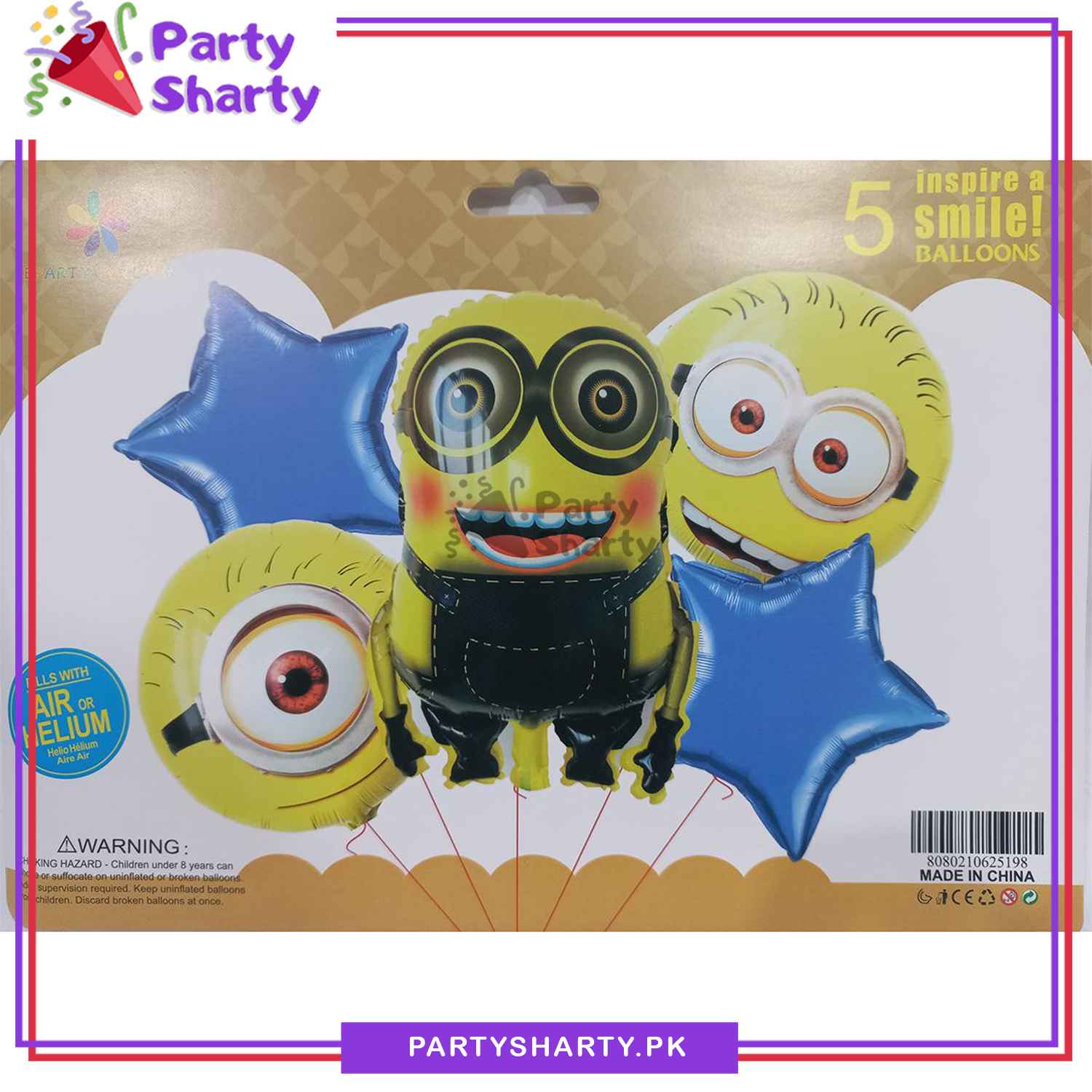 D-4 5pcs/set Minion Theme Foil Balloons For Minion Theme Birthday Party Decoration and Celebration