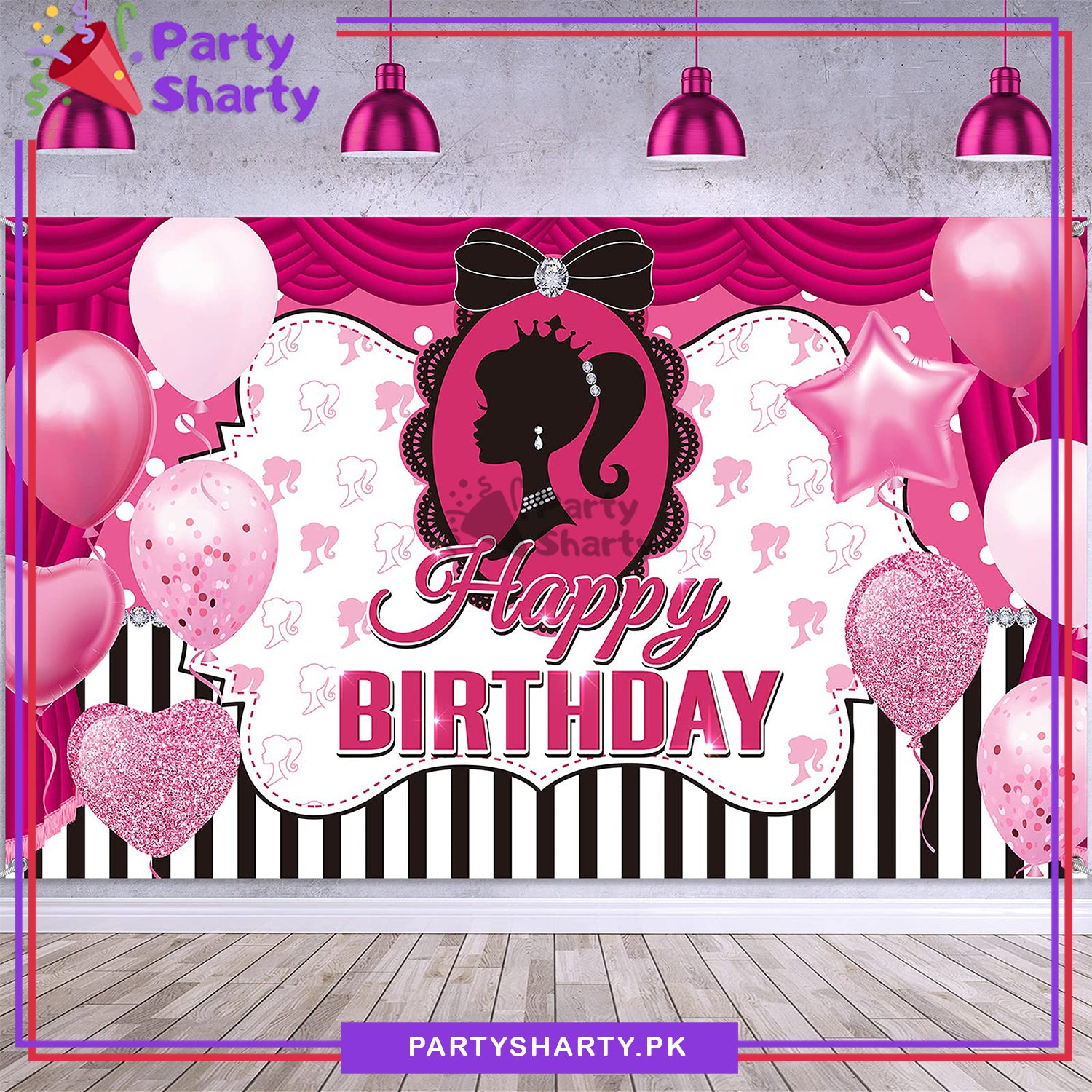 D-4 Barbie Theme Panaflex Backdrop For Theme Based Birthday Decoration and Celebration