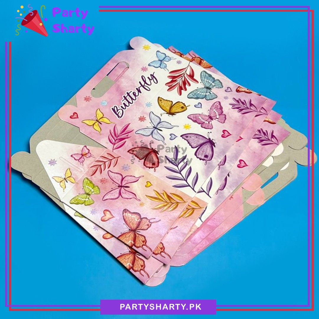 D-4 Butterfly Goody Boxes Pack of 10 For Butterfly Theme Birthday Celebration
