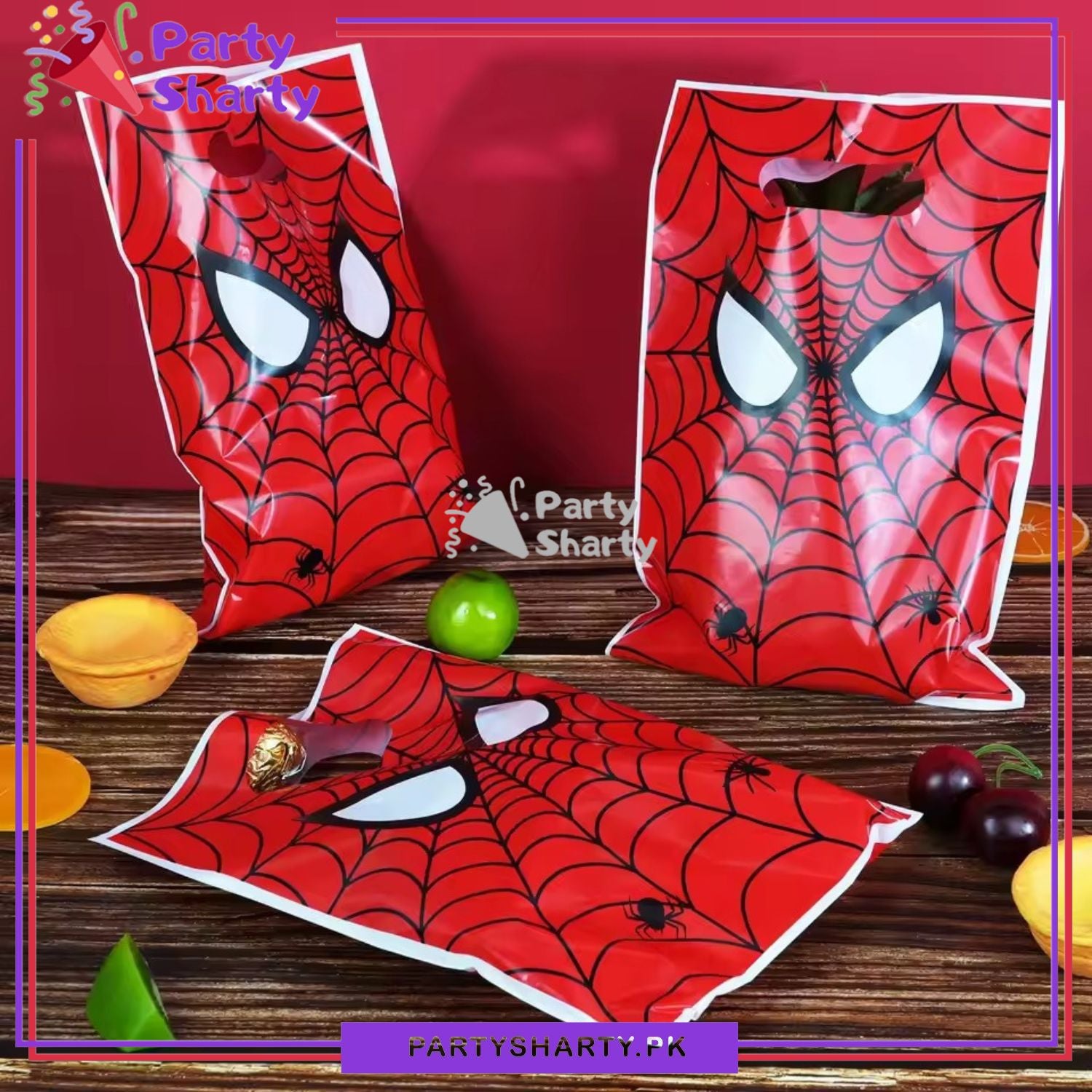 D-4 Spiderman Theme Goody Bag Pack Of 10 For Spiderman Theme Favor Bags