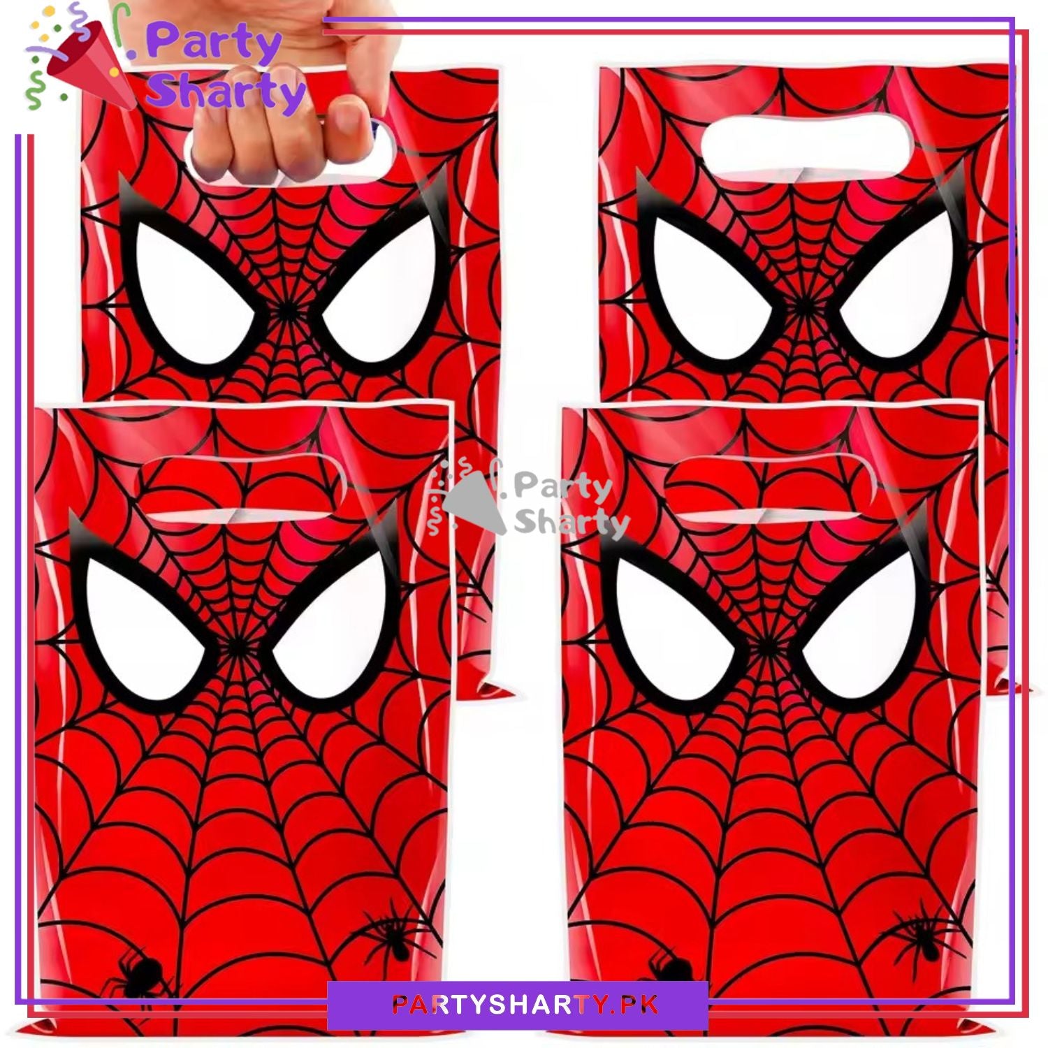D-4 Spiderman Theme Goody Bag Pack Of 10 For Spiderman Theme Favor Bags