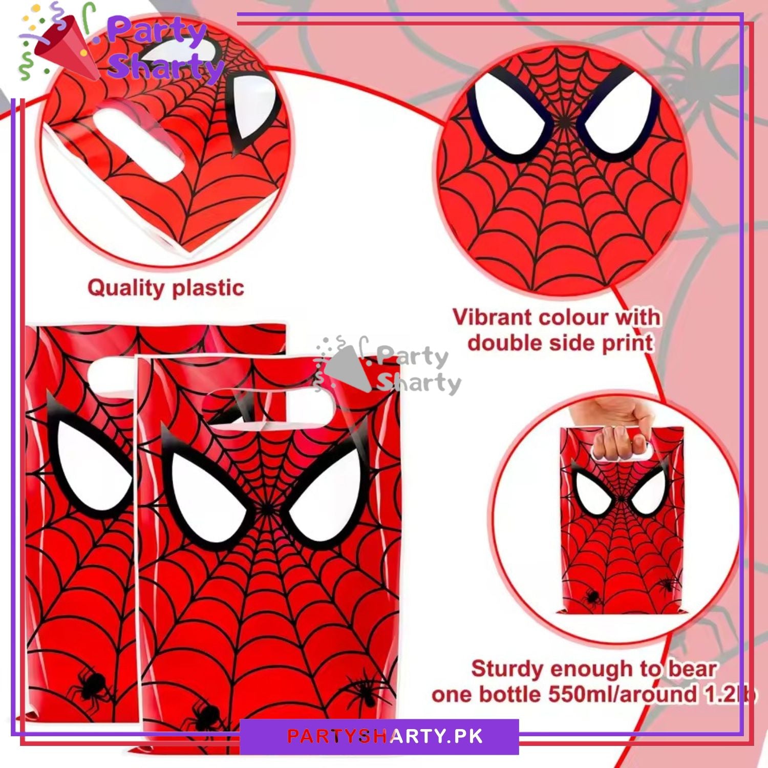 D-4 Spiderman Theme Goody Bag Pack Of 10 For Spiderman Theme Favor Bags