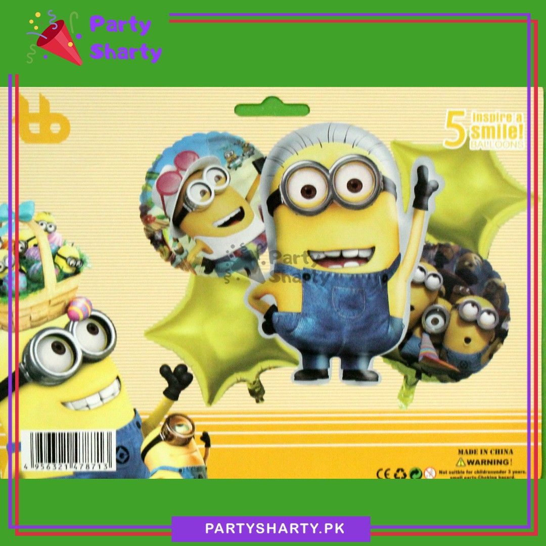 D-5 5pcs/set Minion Theme Foil Balloons For Minion Theme Party Decoration & Celebration