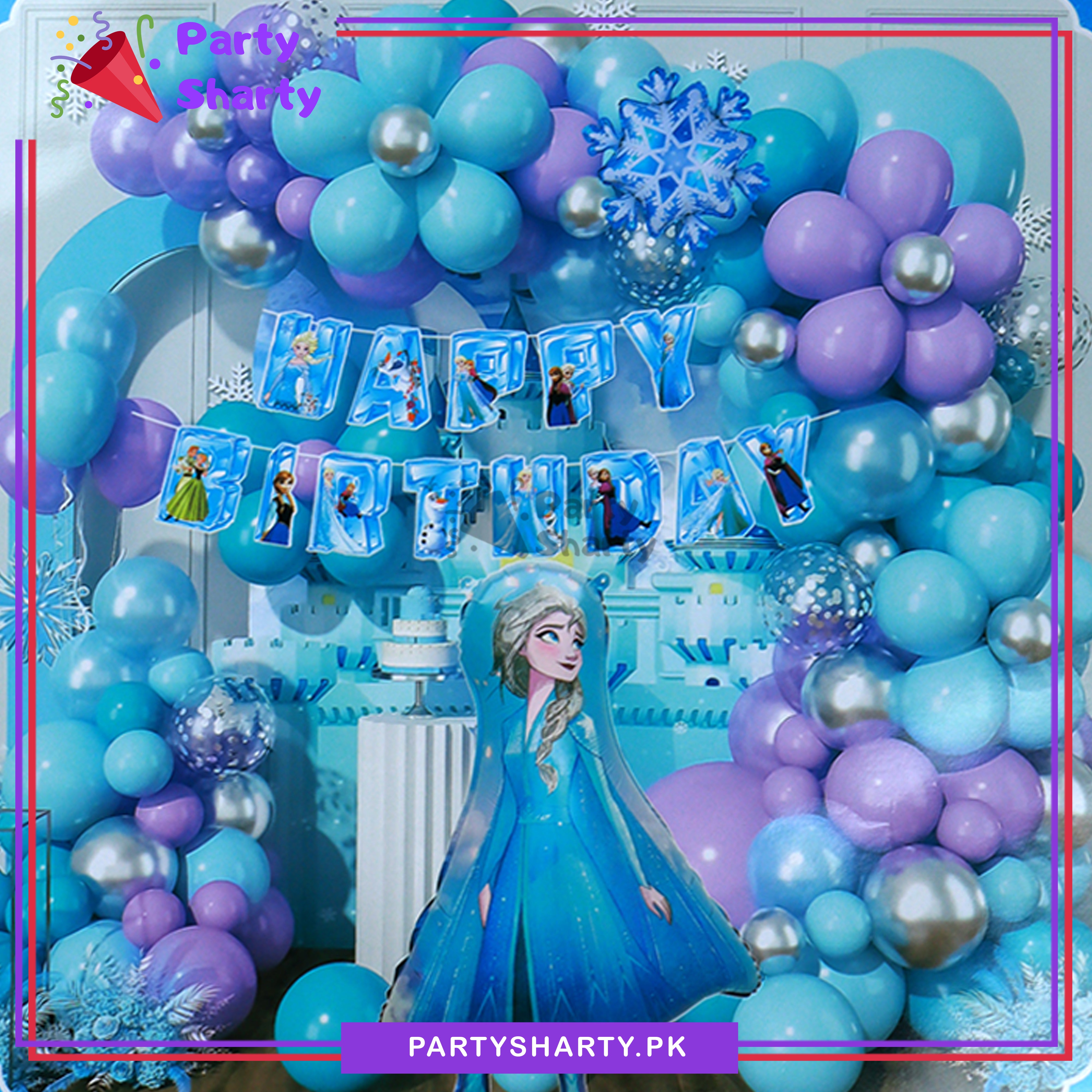 D-5 Happy Birthday Frozen Elsa Theme Set For Theme Based Birthday Decoration and Celebration