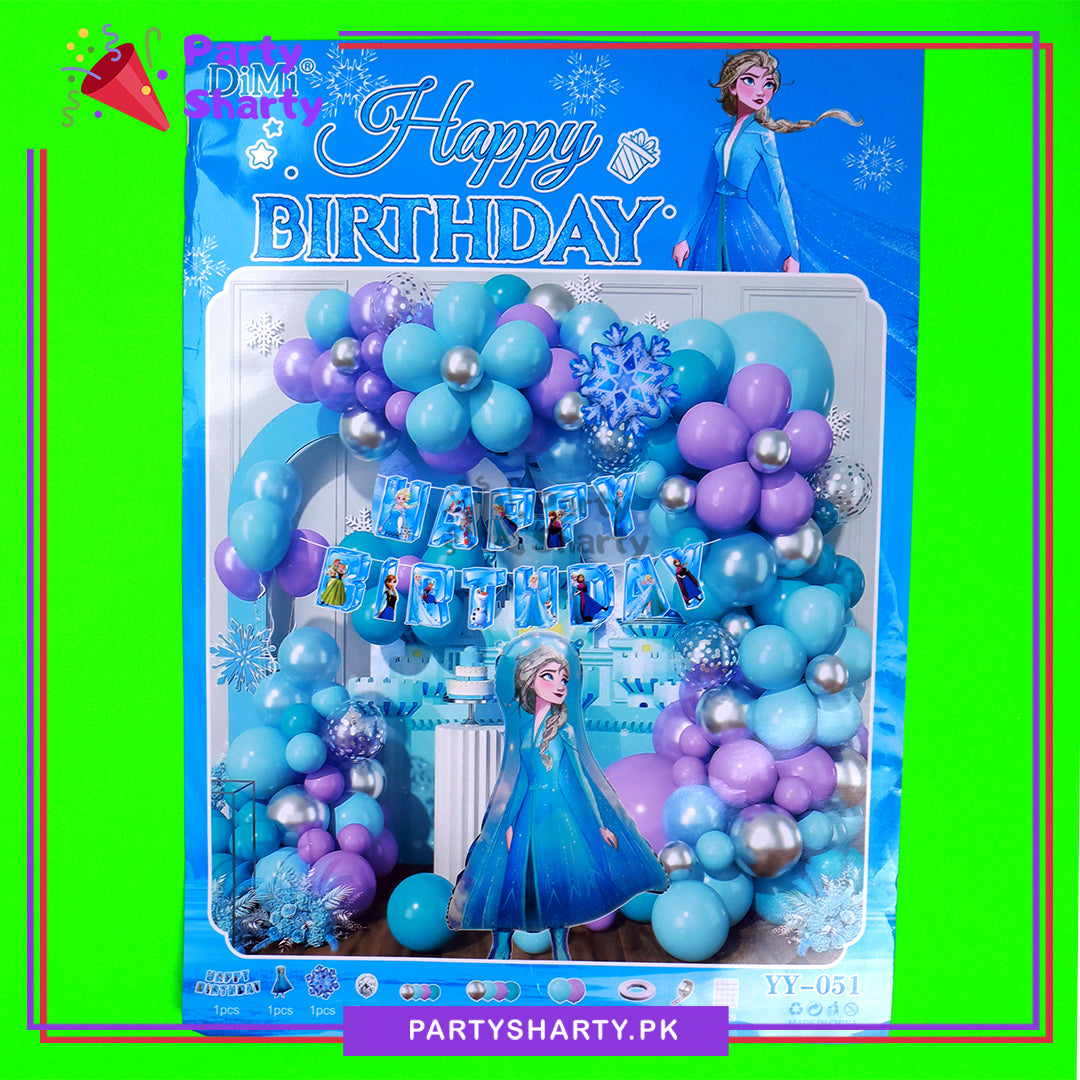 D-5 Happy Birthday Frozen Elsa Theme Set For Theme Based Birthday Decoration and Celebration