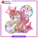 D2 5pcs/set Little Unicorn Character Foil Balloon Set - 5 Pieces For Unicorn Theme Party Celebration