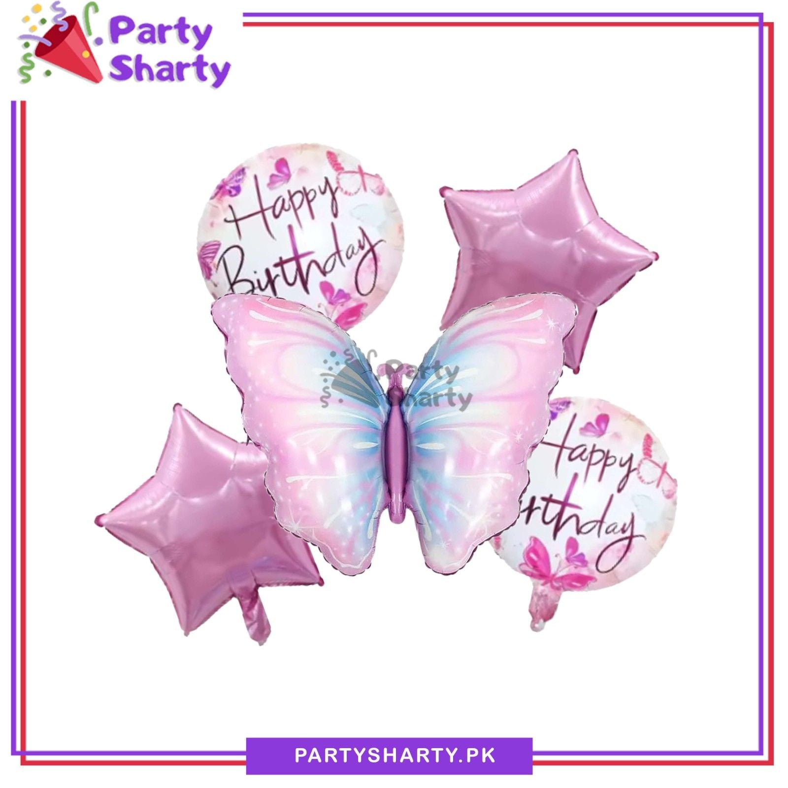 5pcs/Set D2 Magical Butterfly Foil Balloons Set For Butterfly Theme Birthday Party Decoration
