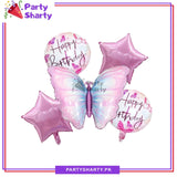5pcs/Set D2 Magical Butterfly Foil Balloons Set For Butterfly Theme Birthday Party Decoration