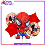 D-3 Spiderman Theme Foil Balloon Set - 5 Pieces for Theme Decoration and Celebration
