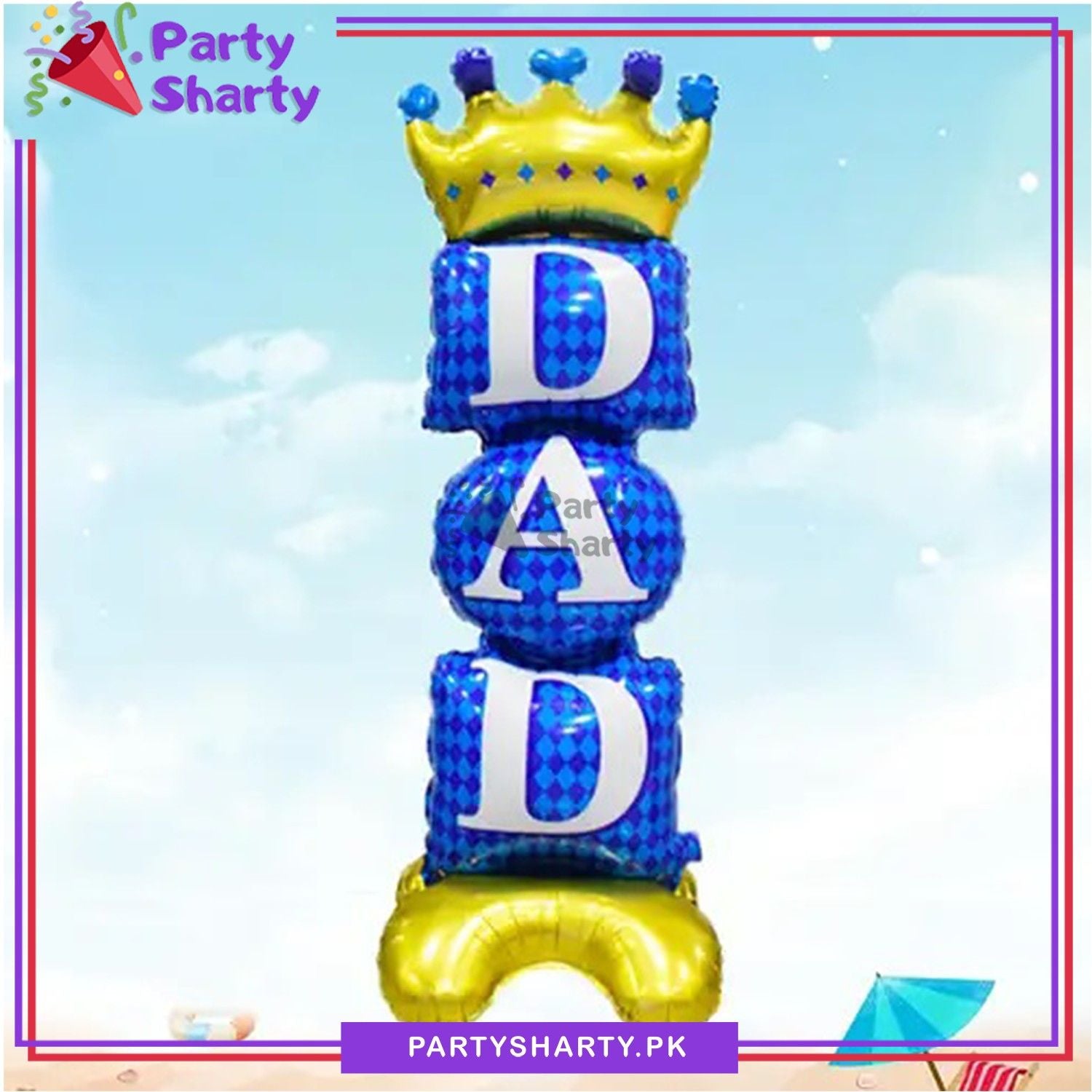 Crown Dad Airloonz Foil Balloon For Father's Day and Dad Birthday Party Decoration