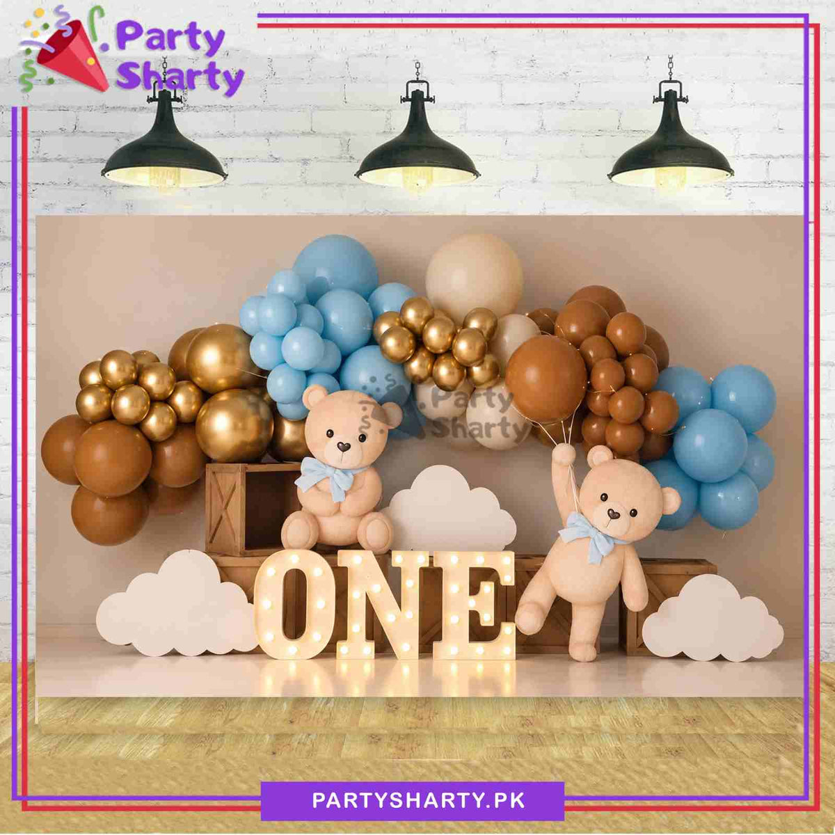 Beary One Theme Panaflex Backdrop For Teddy Bear Theme Birthday Decoration & Celebration