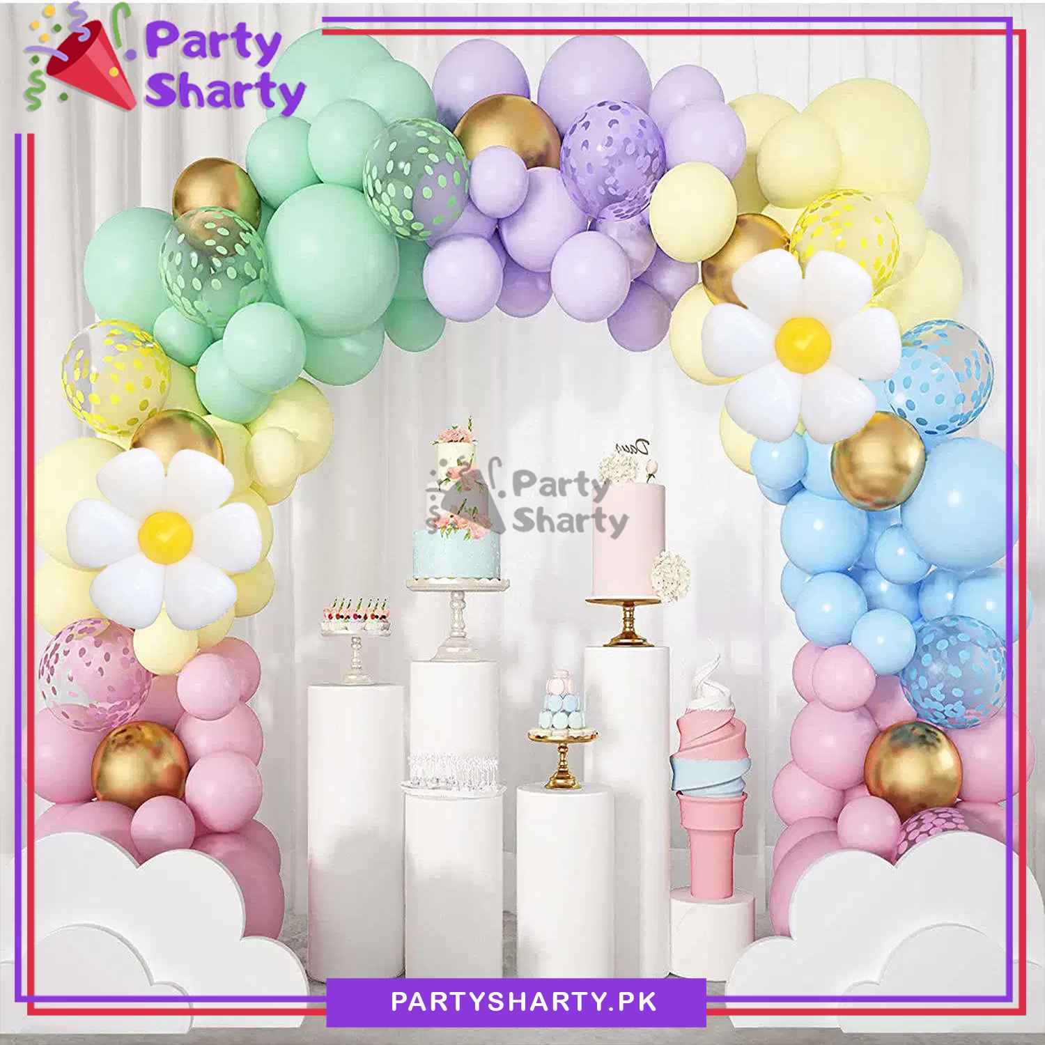 85pcs Daisy Flower Balloon Garland Set For Butterfly & Flower Theme Birthday Decoration and Celebration