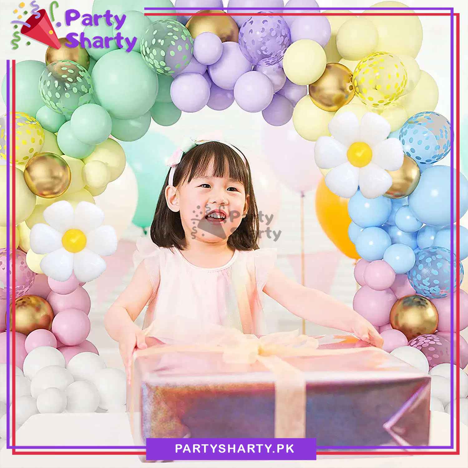 85pcs Daisy Flower Balloon Garland Set For Butterfly & Flower Theme Birthday Decoration and Celebration