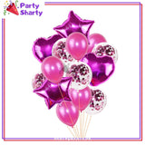 14 Pcs Confetti Decorative Party Balloons Set (Star, Heart Shaped & Confetti Filled Latex Party Balloons Set) For Birthday and Event