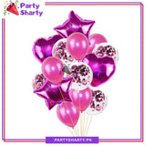 14 Pcs Confetti Decorative Party Balloons Set (Star, Heart Shaped & Confetti Filled Latex Party Balloons Set) For Birthday and Event