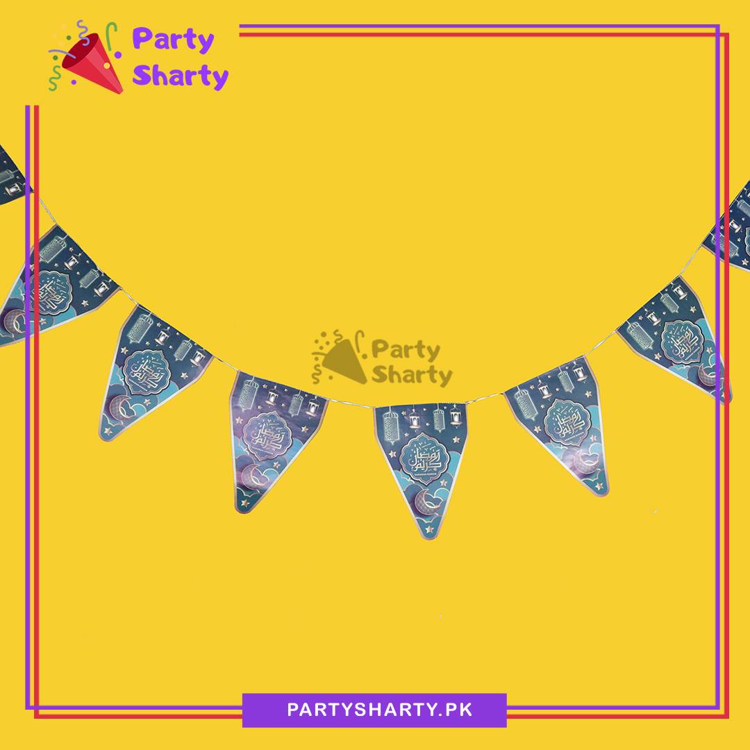 Dark Green Ramadan Kareem Party Flags Pack of 10 For Ramadan Mubarak Theme Decoration