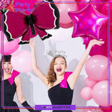 Dark Pink & Black Bow Shaped Foil Balloons For Birthday, Welcome Baby Party Decoration and Celebration