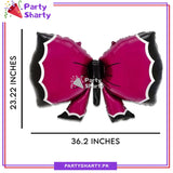 Dark Pink & Black Bow Shaped Foil Balloons For Birthday, Welcome Baby Party Decoration and Celebration
