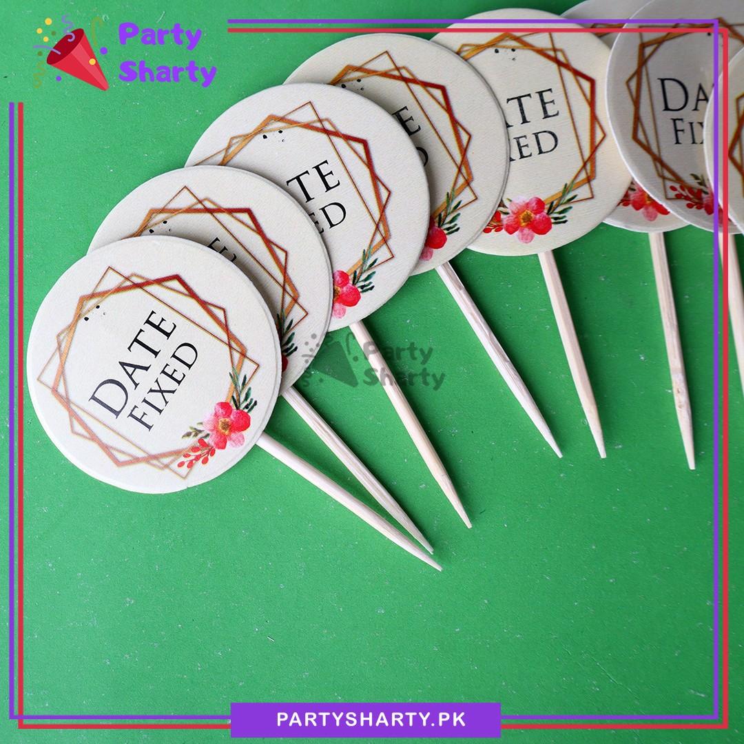 Small Date Fixed Mithai / Cup Cake Toppers For Engagement / Baat Pakki Theme Decoration & Celebration