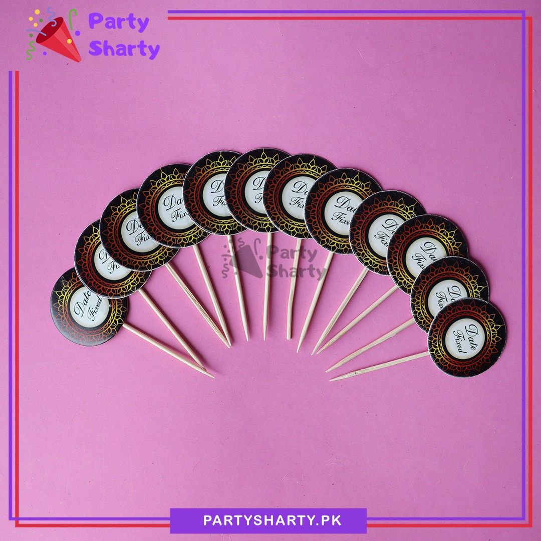 Small Date Fixed Mithai / Cup Cake Toppers For Engagement / Baat Pakki Theme Decoration & Celebration
