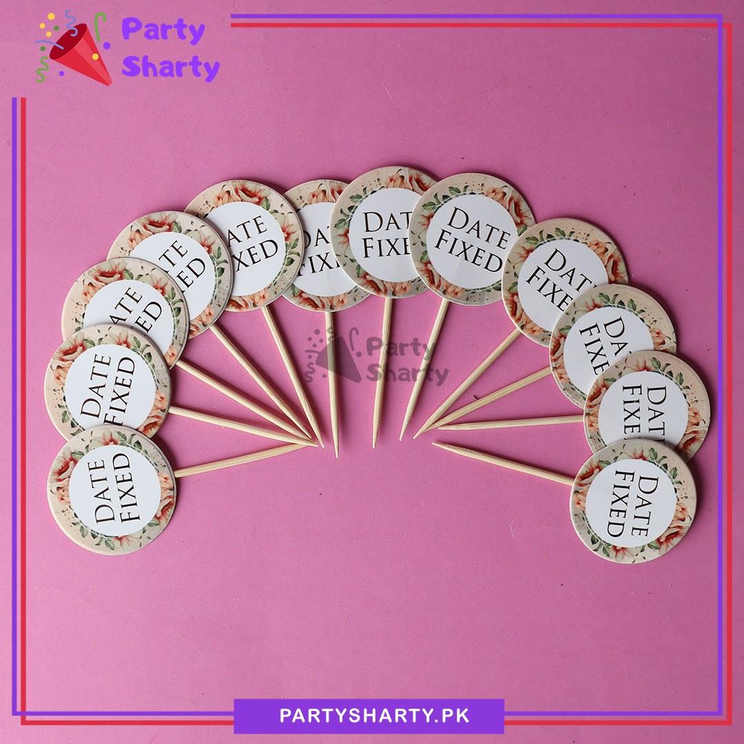 Small Date Fixed Mithai / Cup Cake Toppers For Engagement / Baat Pakki Theme Decoration & Celebration