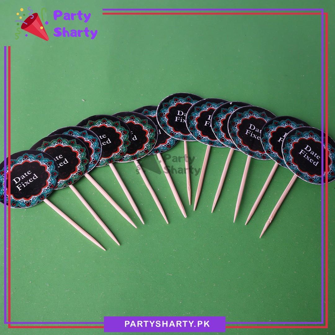 Small Date Fixed Mithai / Cup Cake Toppers For Engagement / Baat Pakki Theme Decoration & Celebration