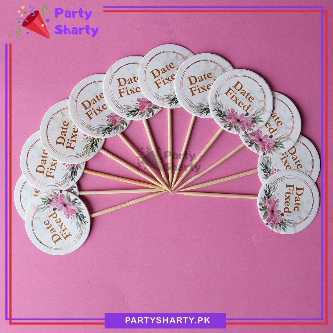 Small Date Fixed Mithai / Cup Cake Toppers For Engagement / Baat Pakki Theme Decoration & Celebration