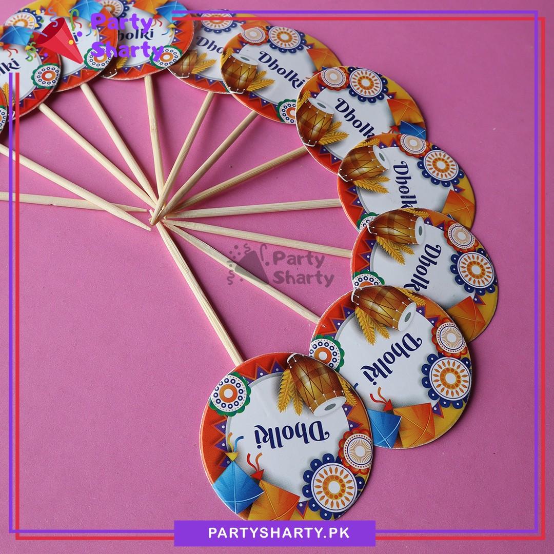 Small Dholki Mithai / Cup Cake Toppers For Dholki Theme Decoration & Celebration
