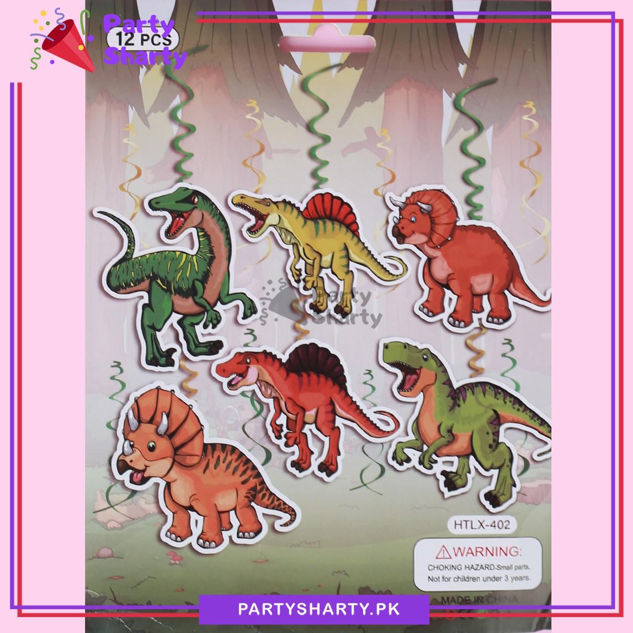 Wild Dinosaur Theme Hanging Swirls (Pack of 6) For Birthday Party and Decoration