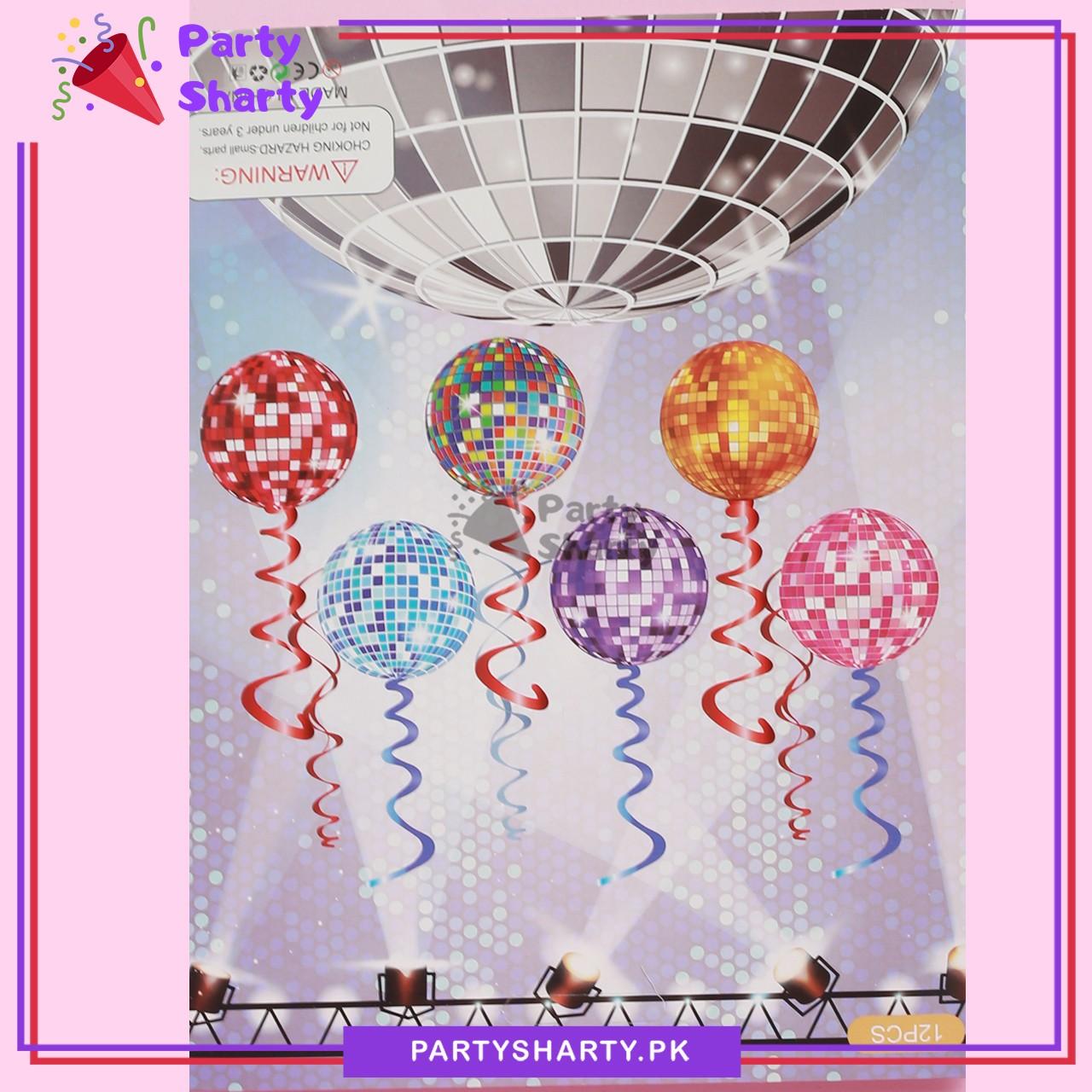 Disco Ball Theme Hanging Swirls (Pack of 6) For Birthday Party and Decoration