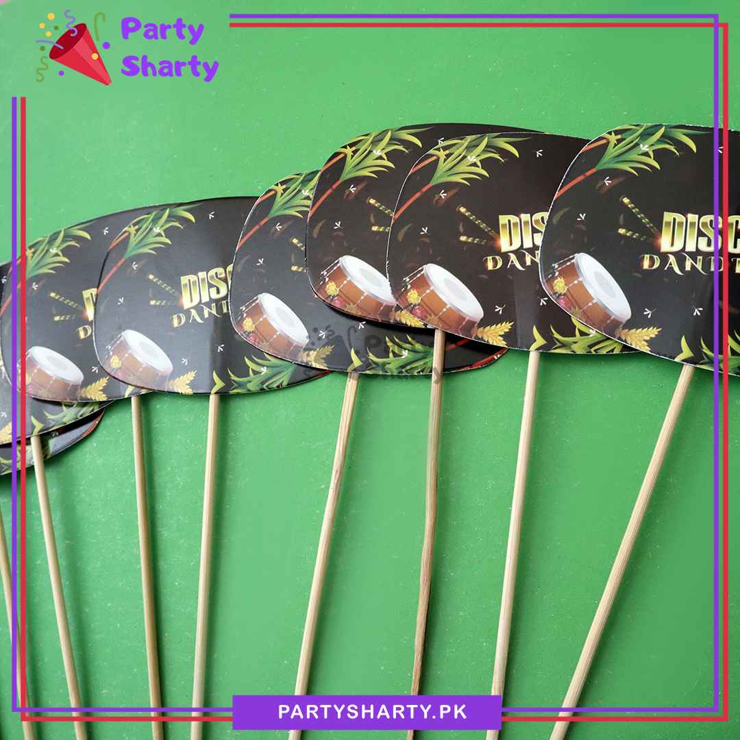 Disco Dandiya Printed Dholki Theme Cup Cake / Mithai Topper For Dholki Theme Party and Decoration