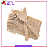 Disposable Wooden Fork Set of 25 For Birthday, Anniversary, Wedding Party Decoration and Celebration