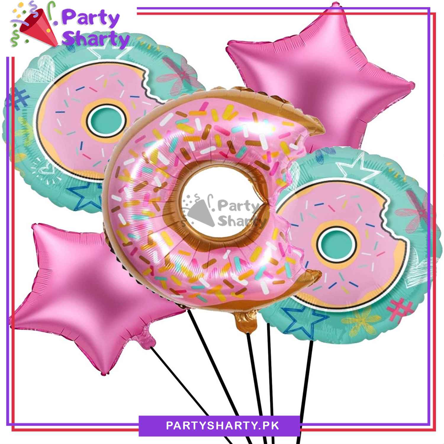 5pcs Doughnut / Donut Foil Balloon for Candyland Birthday Party & Baby Shower decoration