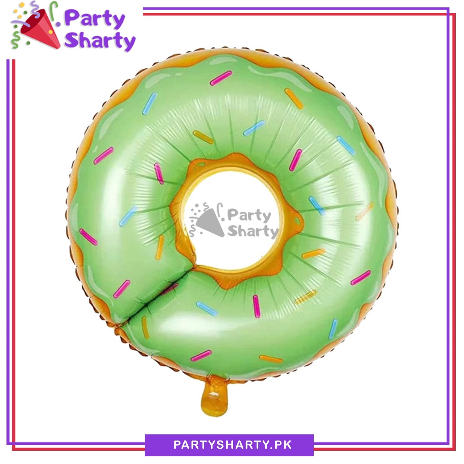 Green Donut Foil Balloon For Theme Based Birthday Party Decoration And Celebration