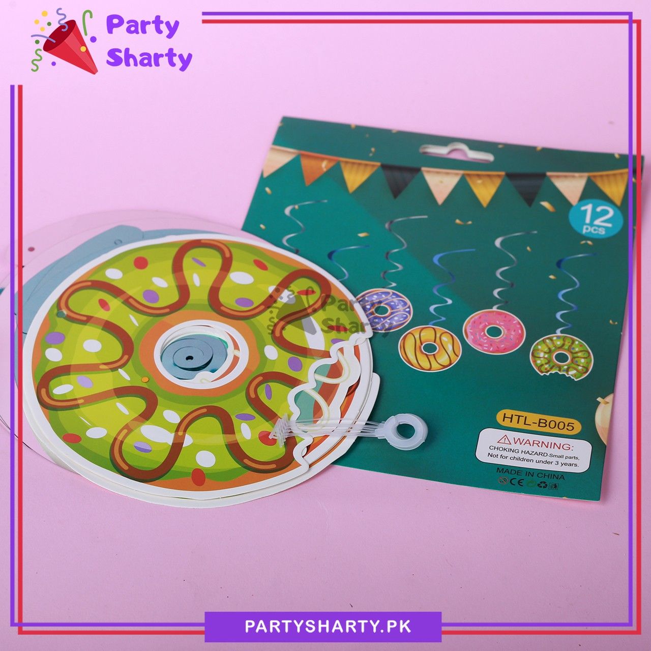 Donut Theme Hanging Swirls (Pack of 6) For Birthday Party and Decoration