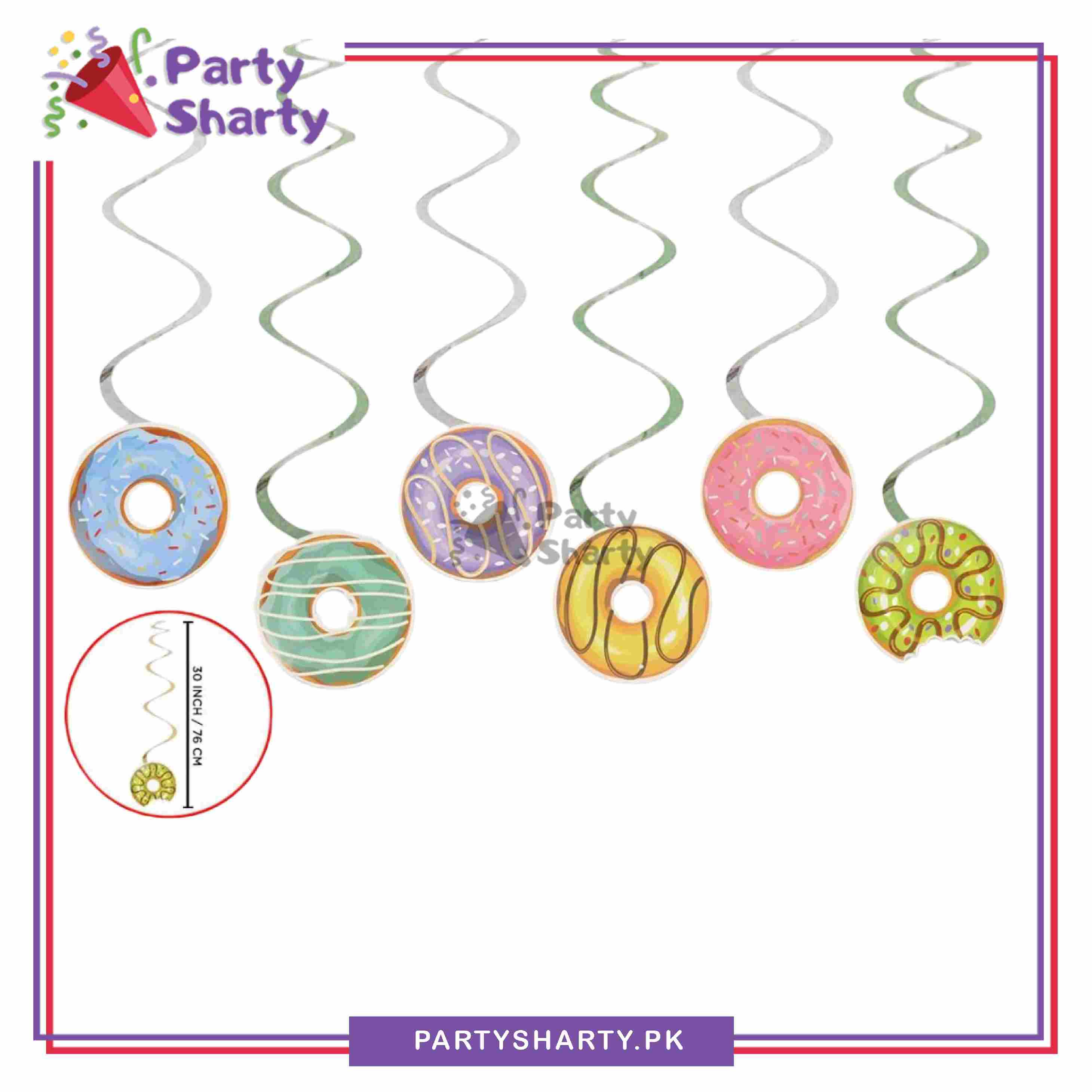 Donut Theme Hanging Swirls (Pack of 6) For Birthday Party and Decoration