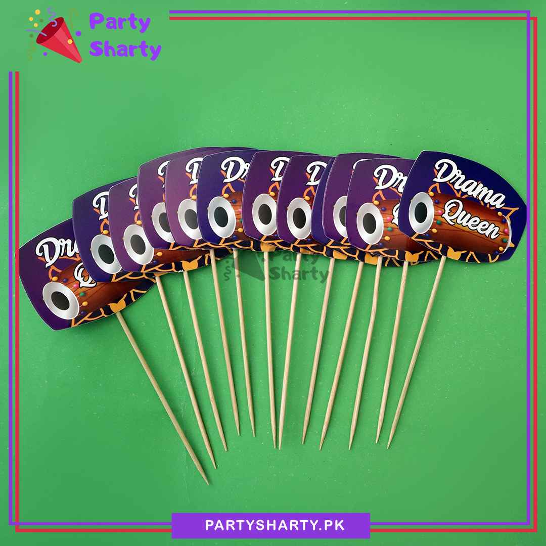 Drama Queen Dholki Theme Cup Cake / Mithai Topper For Dholki Theme Party and Decoration