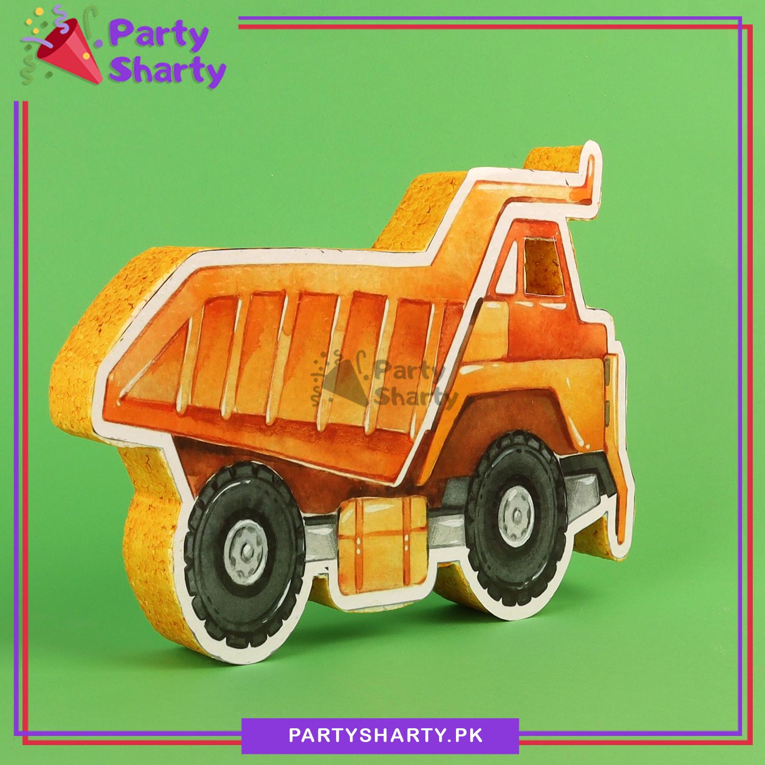 Dump Truck Thermocol Standee For Construction Theme Based Birthday Celebration and Party Decoration