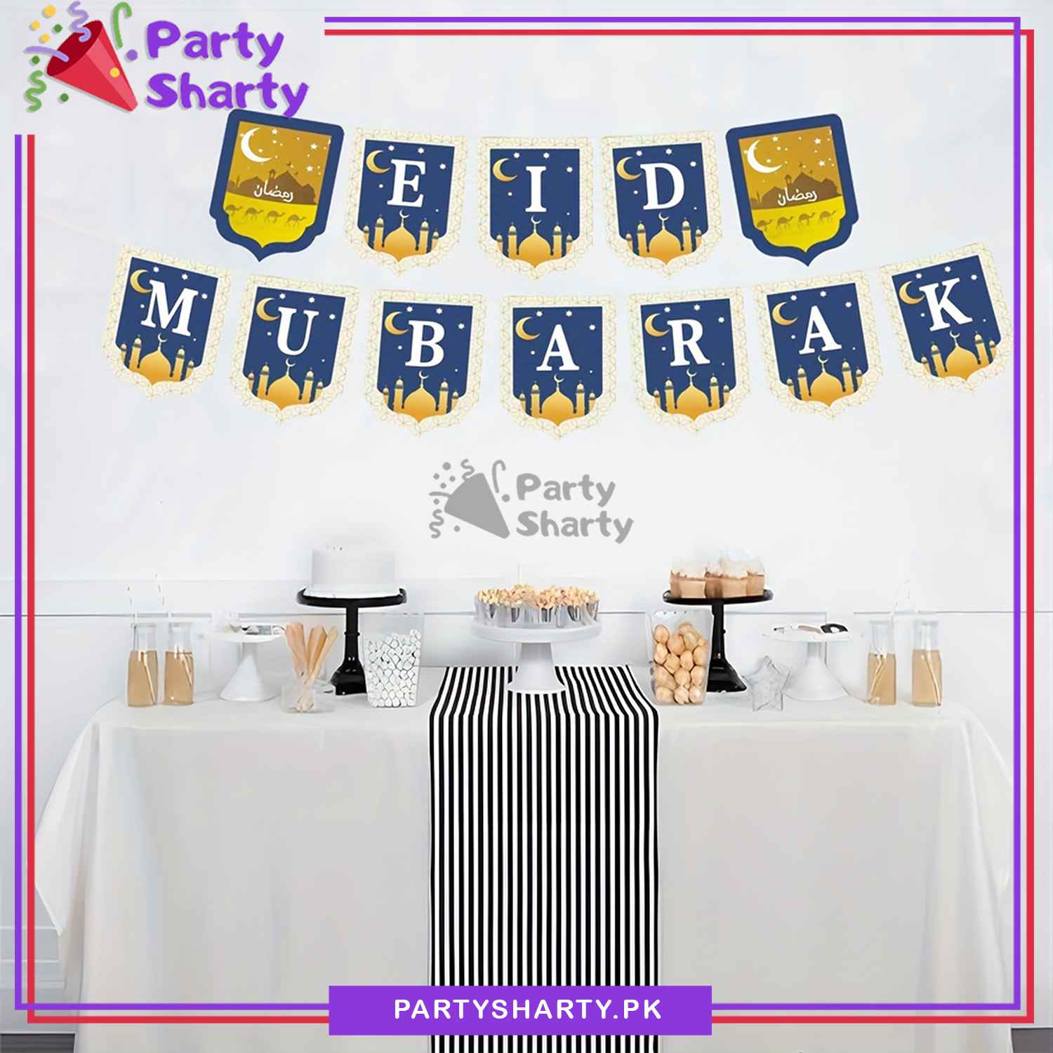 Eid Mubarak Card Banner Bunting For Eid Celebration and Decoration