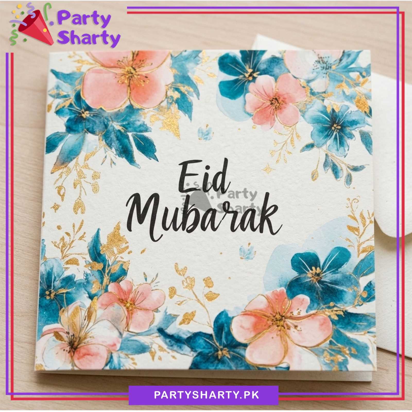 Eid Mubarak Floral Printed Design Greeting Card