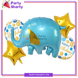 Blue Baby Elephant Shaped Foil Balloon set of 5 For Birthday Decoration and Celebrations