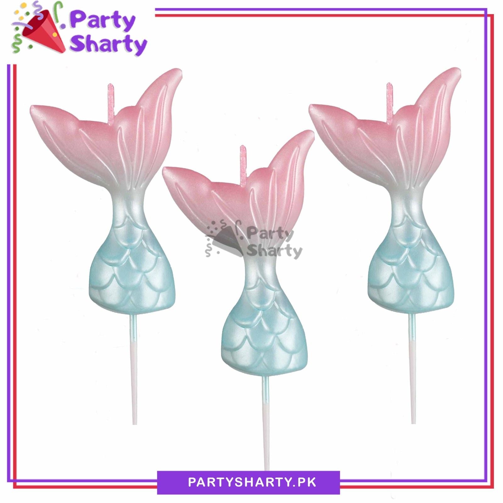 Pastel Color Mermaid Tail Candle Pack Of 3 Ocean-Inspired Elegance for Magical Mermaid Celebrations