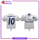 White Color Fan Football Champion T-shirt Shaped Foil Balloon For Foot Ball Theme Party Decoration and Celebrations