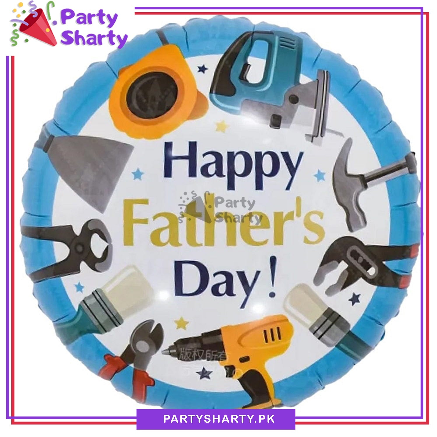 Happy Father's Day Tool Design Round Foil Balloon For Father's Day Celebration